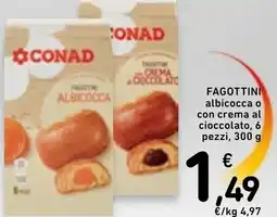 Spazio Conad Fagottini albicocca o con crema al cioccolato, 6 pezzi offerta