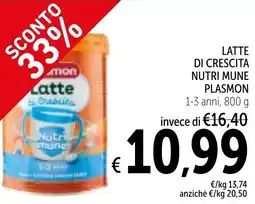 Spazio Conad Latte di crescita nutri mune PLASMON 1-3 anni offerta