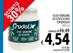 Spazio Conad Olio vergine di cocco bio CRUDOLIO offerta