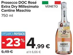Carrefour Prosecco DOC Rosé Extra Dry Millesimato Cantine Maschio offerta