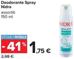 Carrefour Deodorante Spray Nidra offerta