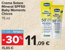Carrefour Crema Solare Mineral SPF50 Baby Moments Chicco offerta