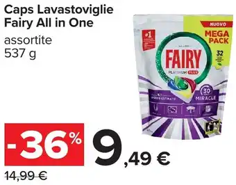 Carrefour Caps Lavastoviglie Fairy All in One offerta
