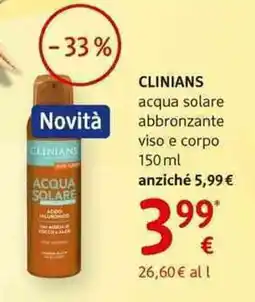 dm drogerie markt CLINIANS acqua solare abbronzante viso e corpo offerta