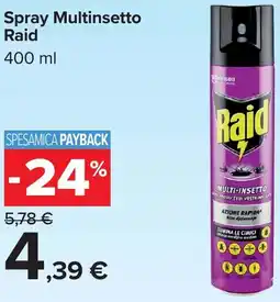 Carrefour Spray Multinsetto Raid offerta