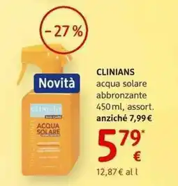 dm drogerie markt CLINIANS acqua solare abbronzante offerta