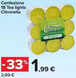 Carrefour Confezione 18 Tea lights Citronella offerta