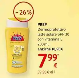 dm drogerie markt PREP Dermoprotettivo latte solare SPF 30 con vitamina E offerta