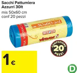Carrefour Sacchi Pattumiera Azzurri 30lt offerta