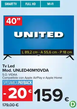 Carrefour UNITED Tv Led Mod. UNLED40M10VDA offerta