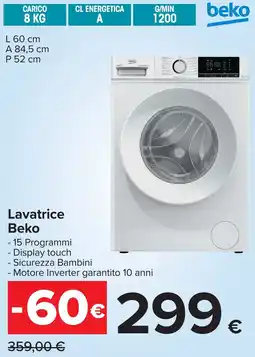 Carrefour Lavatrice Beko offerta