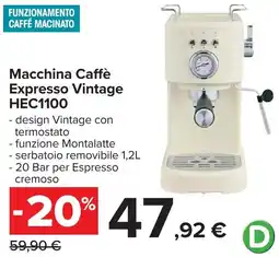 Carrefour Macchina Caffè Expresso Vintage HEC1100 offerta