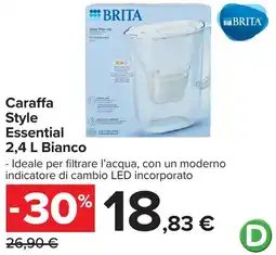 Carrefour Caraffa Style Essential 2,4 L Bianco BRITA offerta