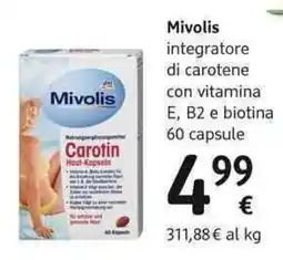 dm drogerie markt Mivolis integratore di carotene con vitamina E, B2 e biotina 60 capsule offerta