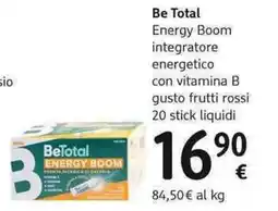 dm drogerie markt Be Total Energy Boom integratore energetico con vitamina B gusto frutti rossi offerta