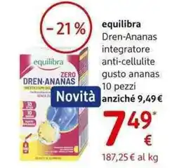 dm drogerie markt equilibra Dren-Ananas integratore anti-cellulite gusto ananas offerta