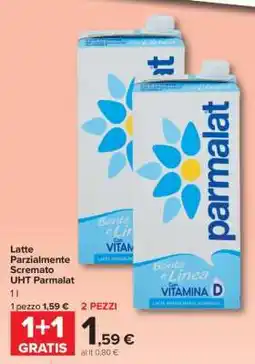 Carrefour Latte Parzialmente Scremato UHT Parmalat offerta