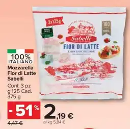 Carrefour MOZZARELLA FIOR DI LATTE SABELLI offerta
