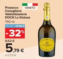 Carrefour Prosecco Conegliano Valdobbiadene DOCG La Gioiosa offerta