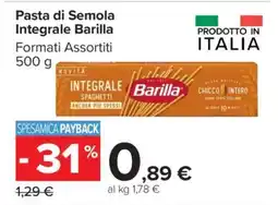 Carrefour PASTA DI SEMOLA INTEGRALE BARILLA offerta