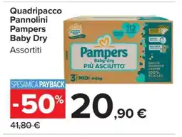 Carrefour Quadripacco Pannolini Pampers Baby Dry offerta