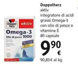 dm drogerie markt Doppelherz aktiv integratore di acidi grassi Omega-3 con olio di pesce e vitamina E offerta