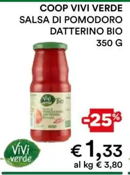 Coop COOP VIVI VERDE SALSA DI POMODORO DATTERINO BIO offerta