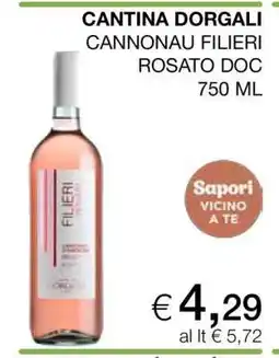 Coop CANTINA DORGALI CANNONAU FILIERI ROSATO DOC offerta