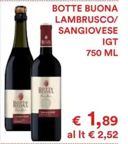 Coop BOTTE BUONA LAMBRUSCO/SANGIOVESE IGT offerta