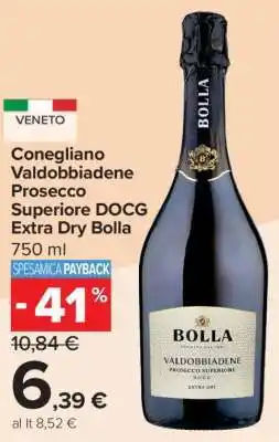 Carrefour Conegliano Valdobbiadene Prosecco Superiore DOCG Extra Dry Bolla offerta