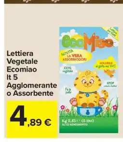 Carrefour Lettiera Vegetale Ecomiao lt 5 offerta