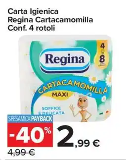 Carrefour Carta Igienica Regina Cartacamomilla Conf. 4 rotoli offerta