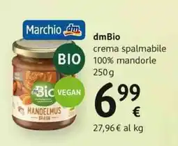 dm drogerie markt dmBio crema spalmabile 100% mandorle offerta