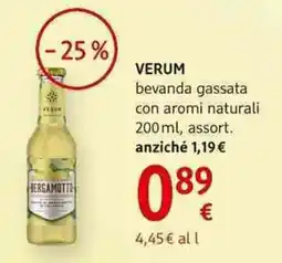 dm drogerie markt VERUM bevanda gassata con aromi naturali offerta