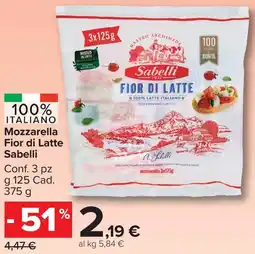 Carrefour Market Mozzarella Fior di Latte Sabelli offerta