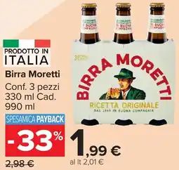 Carrefour Market Birra Moretti offerta
