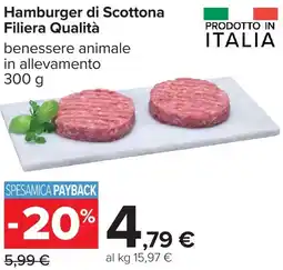 Carrefour Market Hamburger di Scottona Filiera Qualità offerta