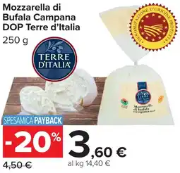 Carrefour Market Mozzarella di Bufala Campana DOP Terre d'Italia offerta