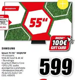 MediaWorld SAMSUNG Smart TV 55" 55QN70F offerta