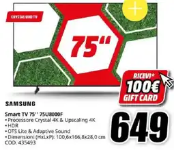 MediaWorld SAMSUNG Smart TV 75" 75U8000F offerta