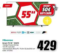MediaWorld Hisense Smart TV 55" 55Q7S offerta