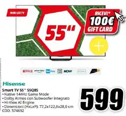 MediaWorld Hisense Smart TV 55 55Q85 offerta