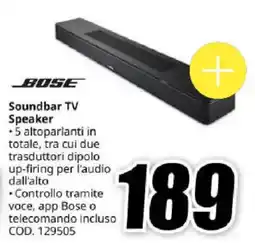 MediaWorld BOSE Soundbar TV Speaker offerta