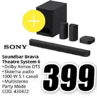 MediaWorld SONY Soundbar Bravia Theatre System 6 offerta