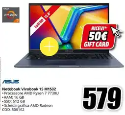 MediaWorld ASUS Notebook Vivobook 15 M1502 offerta
