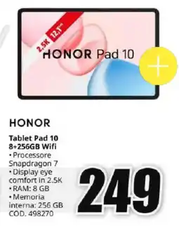 MediaWorld HONOR Tablet Pad 10 8+256GB Wifi offerta