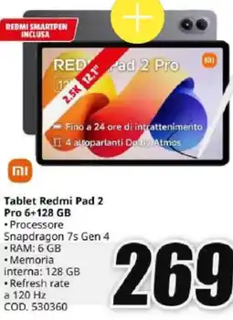 MediaWorld Tablet Redmi Pad 2 Pro 6+128 GB offerta