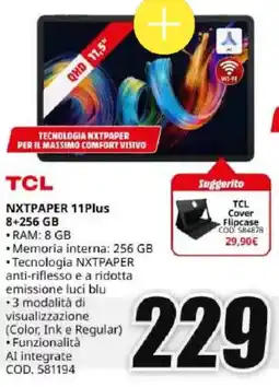 MediaWorld TCL NXTPAPER 11Plus 8+256 • RAM: 8 GB offerta