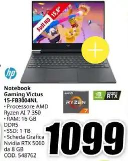 MediaWorld hp Notebook Gaming Victus 15-FB3004NL offerta