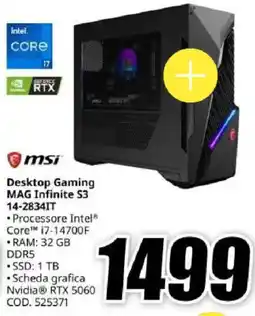 MediaWorld msi Desktop Gaming MAG Infinite S3 14-2834IT offerta
